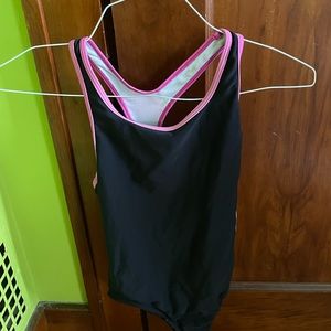 very worn black/pink speedo swimsuit